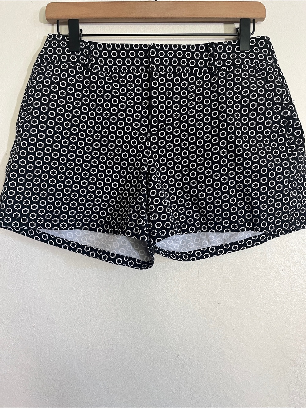 Elle Black Shorts with White Geometric Print